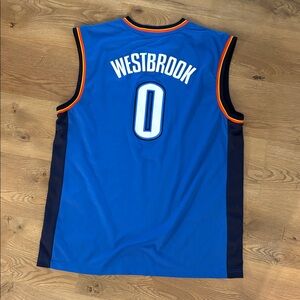 Adidas Men's Blue Jersey with Orange Trim